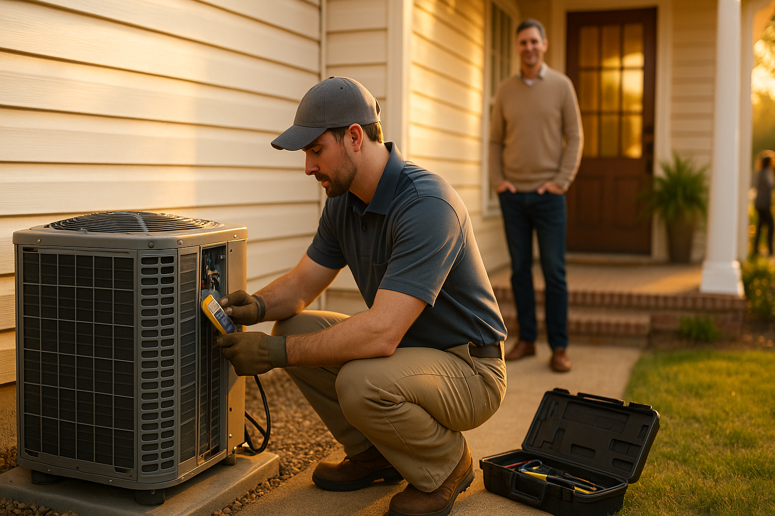 HVAC services team working